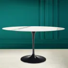 Table Tulipe Eero Saarinen H 73 Ovale en céramique Statuario pleine veine - Scarlet Viadurini