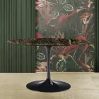 Eero Saarinen Table Tulipe H 73 Ovale en Marbre Emperador foncé Made in Italy - Ecarlate Viadurini