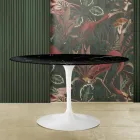Eero Saarinen Table Tulipe H 73 Ovale en Marbre Noir Marquinia Made in Italy - Ecarlate Viadurini