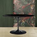 Table ovale Tulip Eero Saarinen H 73 en marbre noir Marquinia Made in Italy - Scarlet