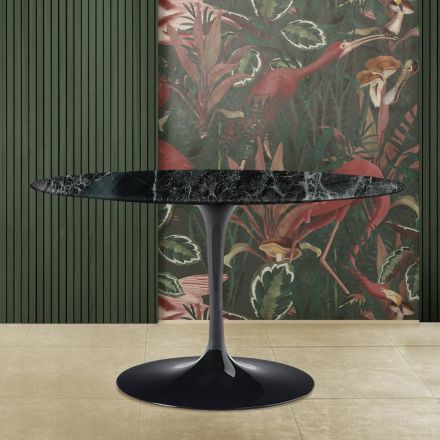 Eero Saarinen H 73 Table Tulipe Ovale en Marbre Alpi Vert Made in Italy - Scarlet Viadurini