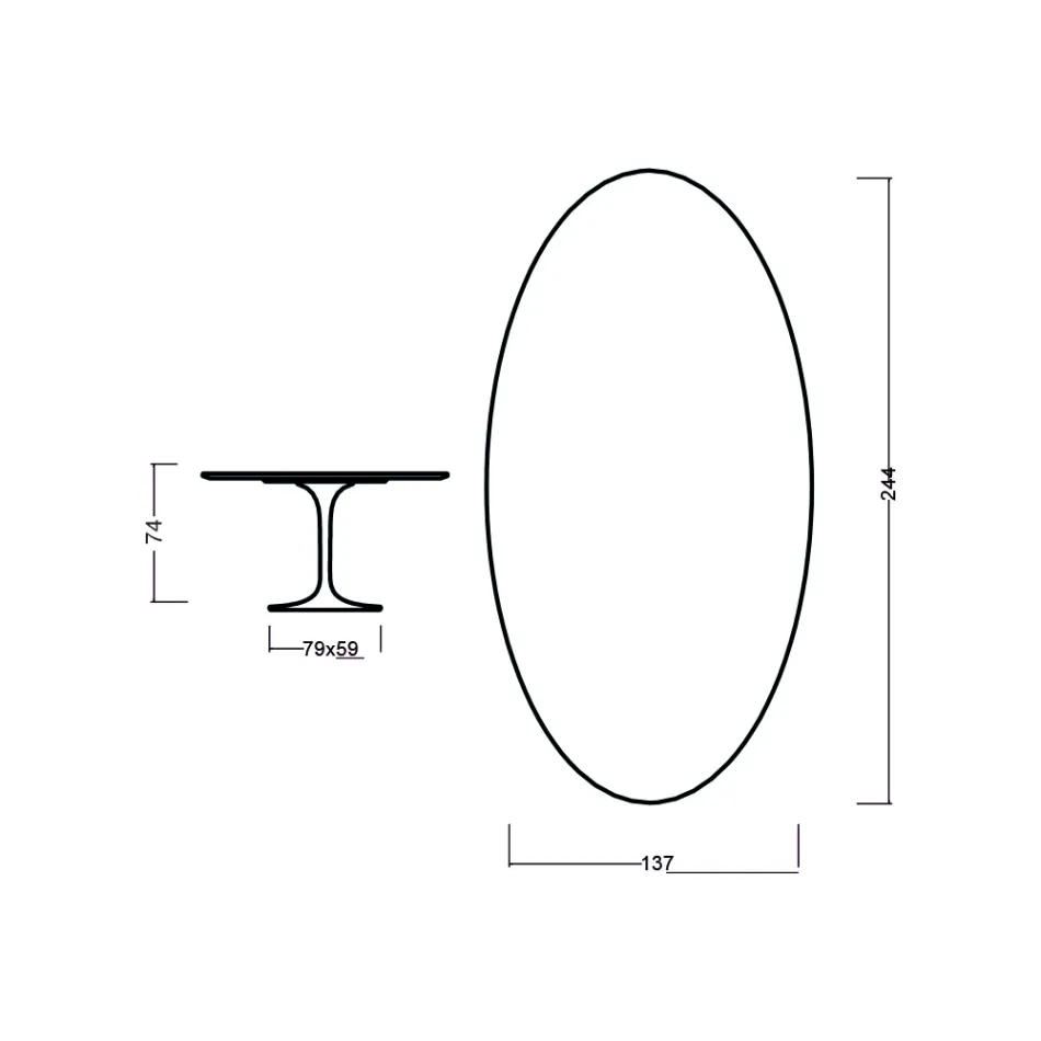 Table Tulipe Eero Saarinen H 73 Ovale en Chêne Naturel Made in Italy - Scarlet Viadurini