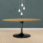 Table Tulipe Eero Saarinen H 73 Ovale en Chêne Naturel Made in Italy - Scarlet Viadurini