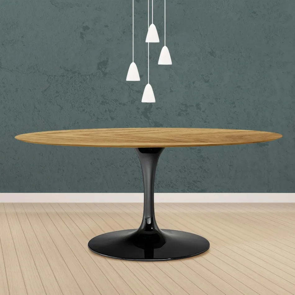 Table Tulipe Eero Saarinen H 73 Ovale en Chêne Naturel Made in Italy - Scarlet Viadurini