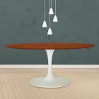 Table Tulipe Eero Saarinen H 73 Ovale en chêne teinté cerisier Made in Italy - Ecarlate Viadurini