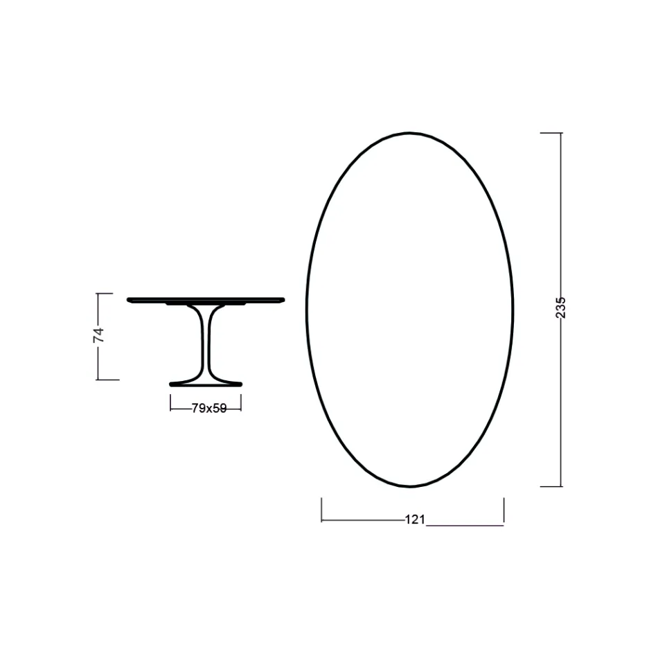 Table Tulipe Eero Saarinen H 73 Ovale en chêne teinté cerisier Made in Italy - Ecarlate Viadurini