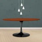 Table Tulipe Eero Saarinen H 73 Ovale en chêne teinté cerisier Made in Italy - Ecarlate Viadurini