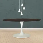 Table Tulipe Eero Saarinen H 73 Ovale en Chêne teinté Moka Made in Italy - Ecarlate Viadurini