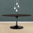 Table Tulipe Eero Saarinen H 73 Ovale en Chêne teinté Moka Made in Italy - Ecarlate Viadurini