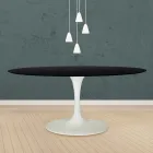 Table Tulipe Eero Saarinen H 73 Ovale en chêne teinté noir Made in Italy - Scarlet Viadurini
