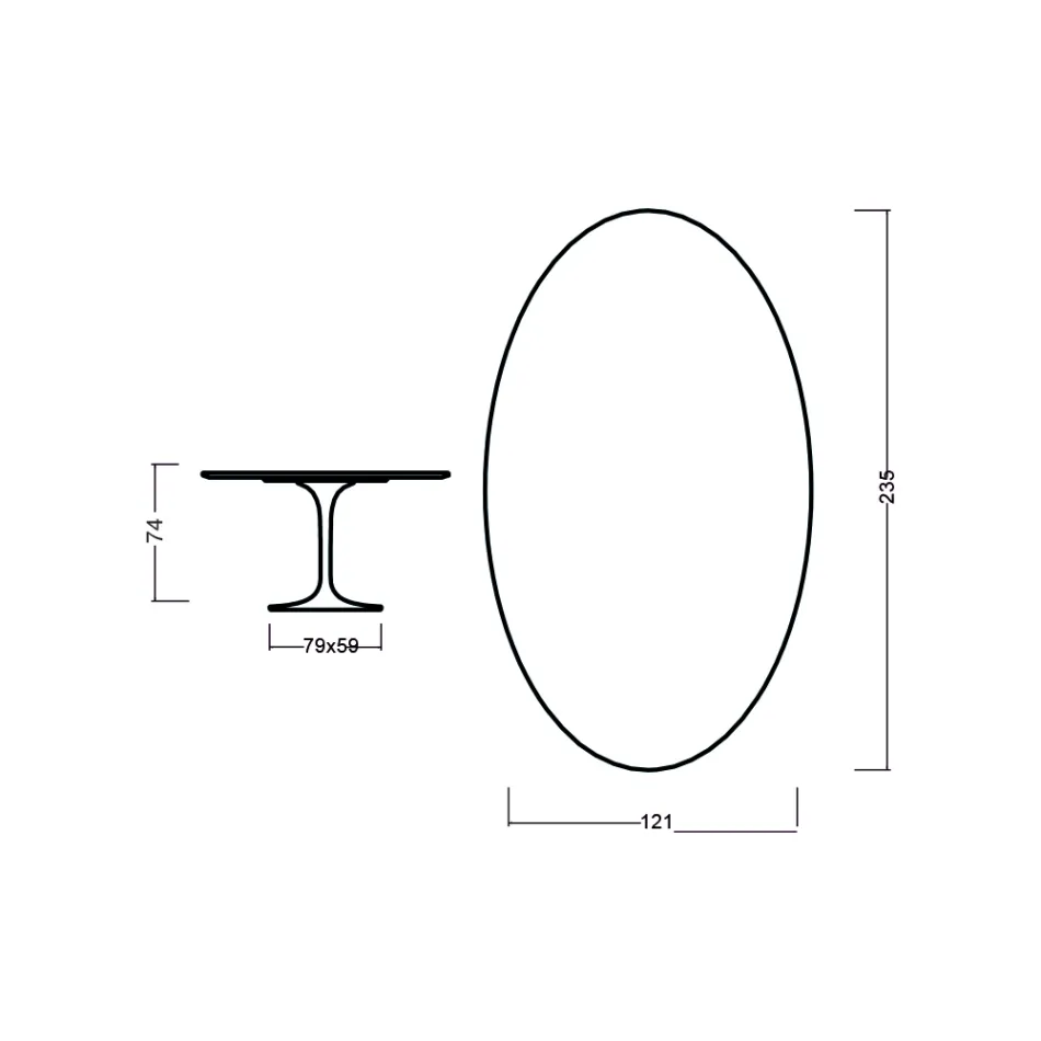 Table Tulipe Eero Saarinen H 73 Ovale en chêne teinté noyer clair Made in Italy - Ecarlate Viadurini