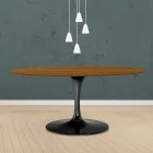 Table Tulipe Eero Saarinen H 73 Ovale en chêne teinté noyer clair Made in Italy - Ecarlate Viadurini