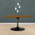 Table Tulipe Eero Saarinen H 74 Ovale en chêne teinté noyer clair Made in Italy - Ecarlate