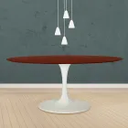 Table Tulipe Eero Saarinen H 73 Ovale en chêne teinté palissandre Made in Italy - Ecarlate Viadurini