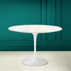 Table Tulipe Eero Saarinen H 73 Round en céramique Diamond Cream Made in Italy - Scarlet Viadurini