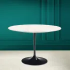 Table Tulipe Eero Saarinen H 73 Round en céramique Diamond Cream Made in Italy - Scarlet Viadurini