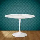 Table Tulipe Eero Saarinen H 73 Round Ceramic Morpheus Made in Italy - Scarlet Viadurini