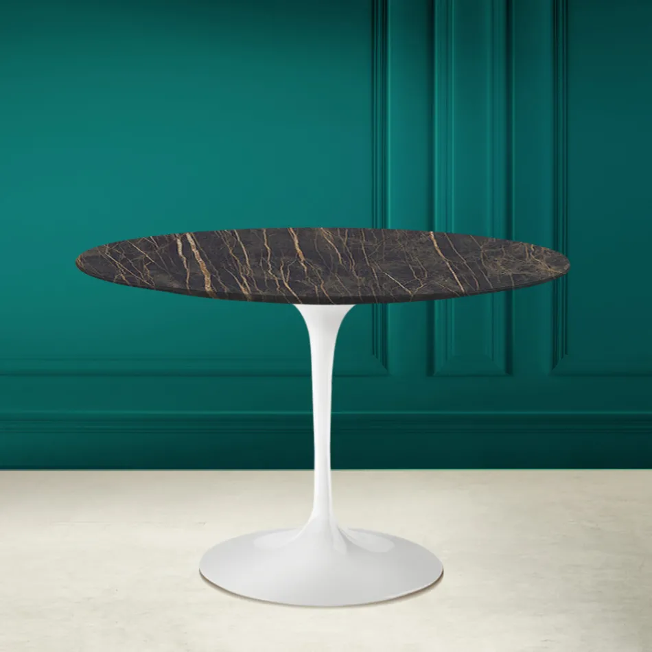 Table Tulipe Eero Saarinen H 73 Round Ceramic Noir Desire Made in Italy - Scarlet Viadurini