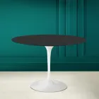 Table Tulipe Eero Saarinen H 73 Rond en Céramique Noir Soft Made in Italy - Ecarlate Viadurini