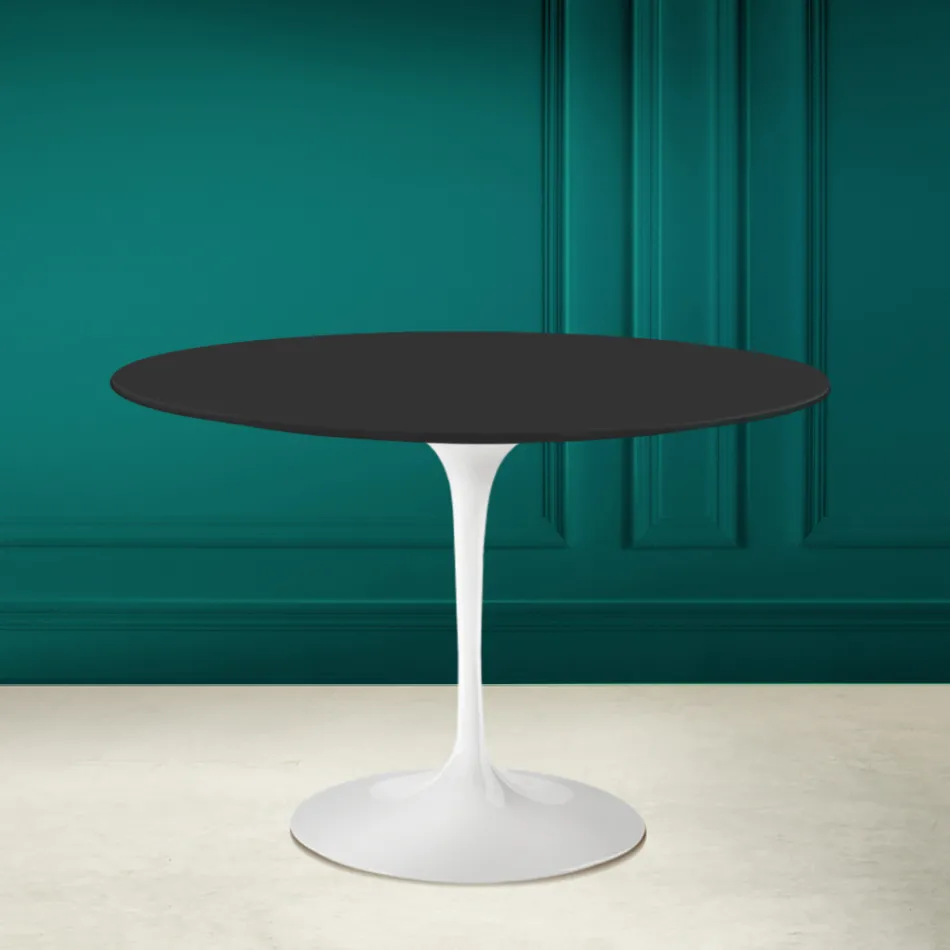Table Tulipe Eero Saarinen H 73 Rond en Céramique Noir Soft Made in Italy - Ecarlate Viadurini