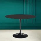 Table Tulipe Eero Saarinen H 73 Rond en Céramique Noir Soft Made in Italy - Ecarlate Viadurini