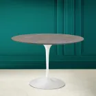 Table Tulipe Eero Saarinen H 73 Rond en céramique Pietra Grey Made in Italy - Scarlet Viadurini