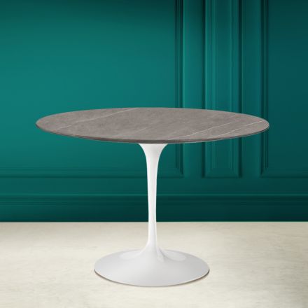Table tulipe Eero Saarinen H 73 ronde en céramique pierre grise Made in Italy - Scarlet Viadurini