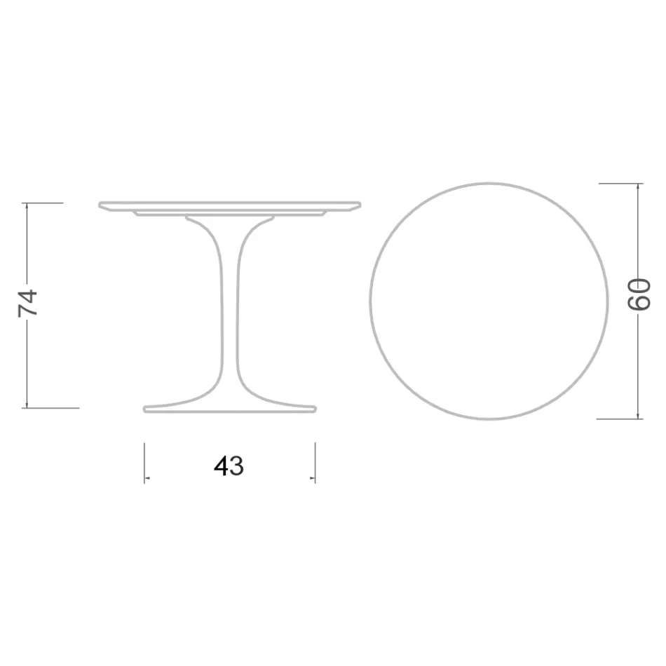 Table Tulipe Eero Saarinen H 73 Round Ceramic Rem Made in Italy - Scarlet Viadurini