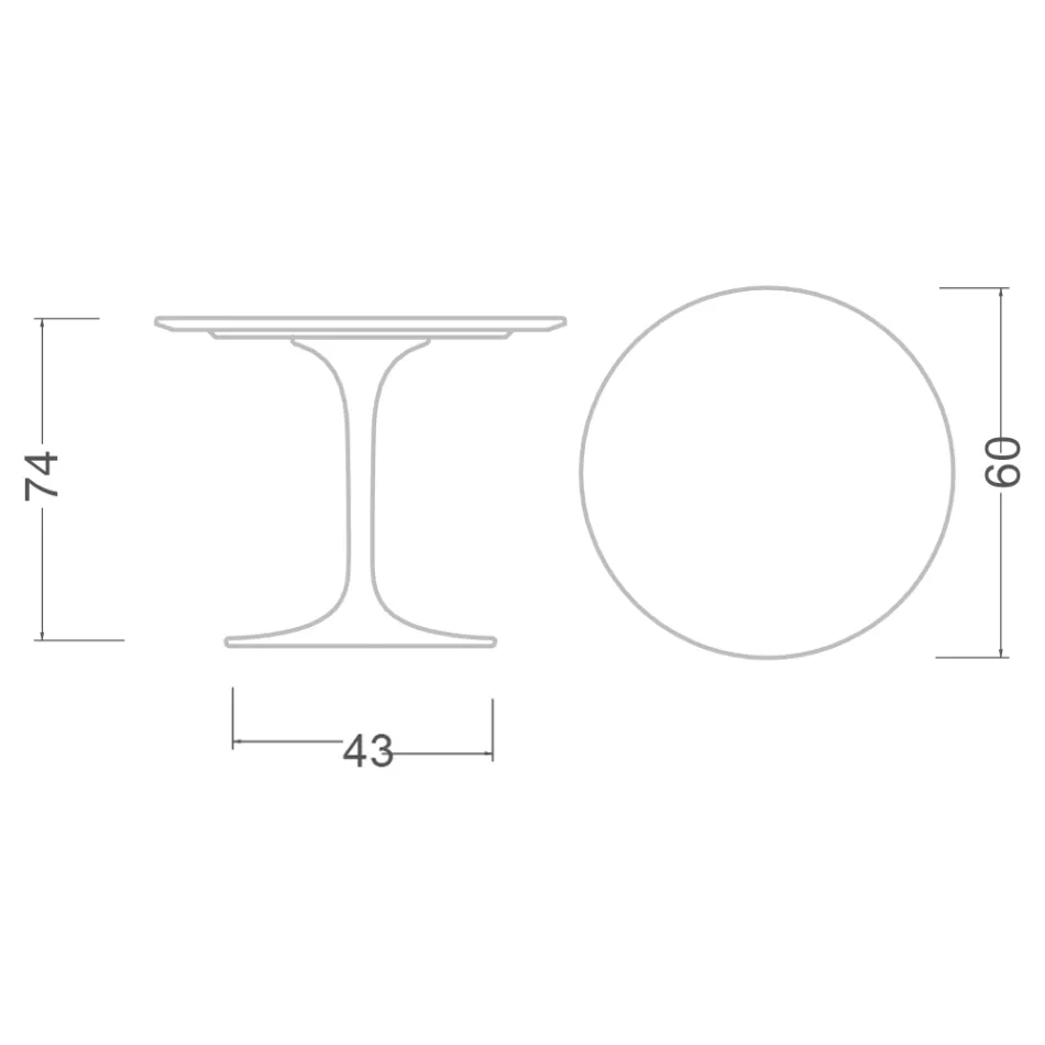 Table Tulipe Eero Saarinen H 73 Round Ceramic Sirius Made in Italy - Scarlet Viadurini
