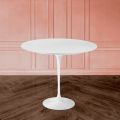 Eero Saarinen H 74 Table tulipe ronde en stratifié blanc liquide Made in Italy - Scarlet