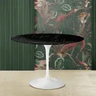 Table Tulipe Eero Saarinen H 73 ronde en marbre noir Marquinia Made in Italy - Ecarlate Viadurini