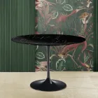 Table Tulipe Eero Saarinen H 73 ronde en marbre noir Marquinia Made in Italy - Ecarlate Viadurini