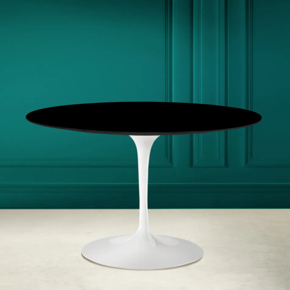 Table Tulipe Eero Saarinen H 73 Rond en Noir Absolu Made in Italy - Scarlet Viadurini