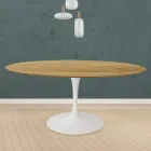 Table Tulipe Eero Saarinen H 73 Round en chêne naturel Made in Italy - Scarlet Viadurini