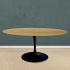 Table Tulipe Eero Saarinen H 73 Round en chêne naturel Made in Italy - Scarlet Viadurini