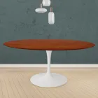 Table Tulipe Eero Saarinen H 73 Round en chêne teinté cerisier Made in Italy - Scarlet Viadurini