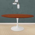 Table Tulipe Eero Saarinen H 74 Round en chêne teinté cerisier Made in Italy - Scarlet