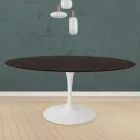 Table Tulipe Eero Saarinen H 73 Rond en Chêne teinté Moka Made in Italy - Ecarlate Viadurini