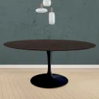 Table Tulipe Eero Saarinen H 73 Rond en Chêne teinté Moka Made in Italy - Ecarlate Viadurini
