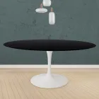 Table Tulipe Eero Saarinen H 73 Round en chêne teinté noir Made in Italy - Scarlet Viadurini