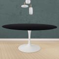 Eero Saarinen Tulip Table H 74 Round en chêne teinté noir Made in Italy - Scarlet