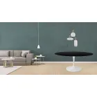 Table Tulipe Eero Saarinen H 73 Round en chêne teinté noir Made in Italy - Scarlet Viadurini