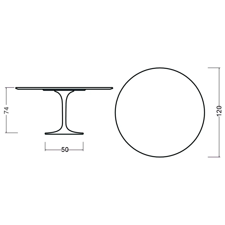 Table Tulipe Eero Saarinen H 73 Round en chêne teinté noir Made in Italy - Scarlet Viadurini