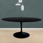 Table Tulipe Eero Saarinen H 73 Round en chêne teinté noir Made in Italy - Scarlet Viadurini