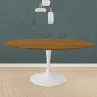 Table Tulipe Eero Saarinen H 73 ronde en chêne teinté noyer clair fabriquée en Italie - Ecarlate Viadurini