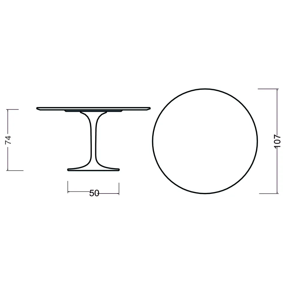 Table Tulipe Eero Saarinen H 73 ronde en chêne teinté noyer clair fabriquée en Italie - Ecarlate Viadurini