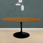 Table Tulipe Eero Saarinen H 73 ronde en chêne teinté noyer clair fabriquée en Italie - Ecarlate Viadurini