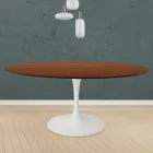 Eero Saarinen Tulip Table H 73 Round en chêne teinté noyer foncé Made in Italy - Scarlet Viadurini
