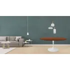 Eero Saarinen Tulip Table H 73 Round en chêne teinté noyer foncé Made in Italy - Scarlet Viadurini