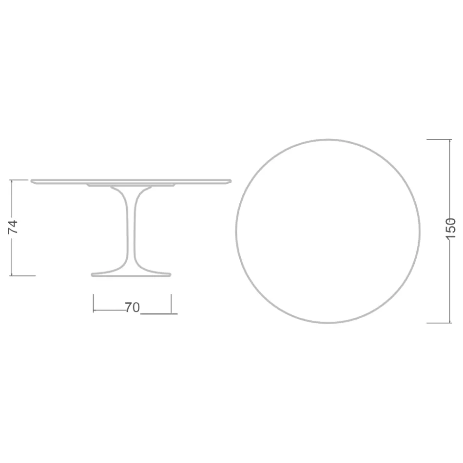 Eero Saarinen Tulip Table H 74 avec plateau MDF en stratifié liquide noir - Scarlet Viadurini